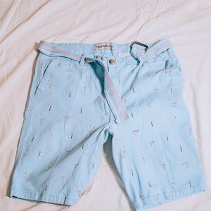 True Rock Baby Blue Shorts w/Pink Flamingos